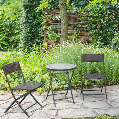 Outsunny Conjunto De Mesa Y 2 Sillas Muebles Ratán Para Jardín Exterior Patio_1