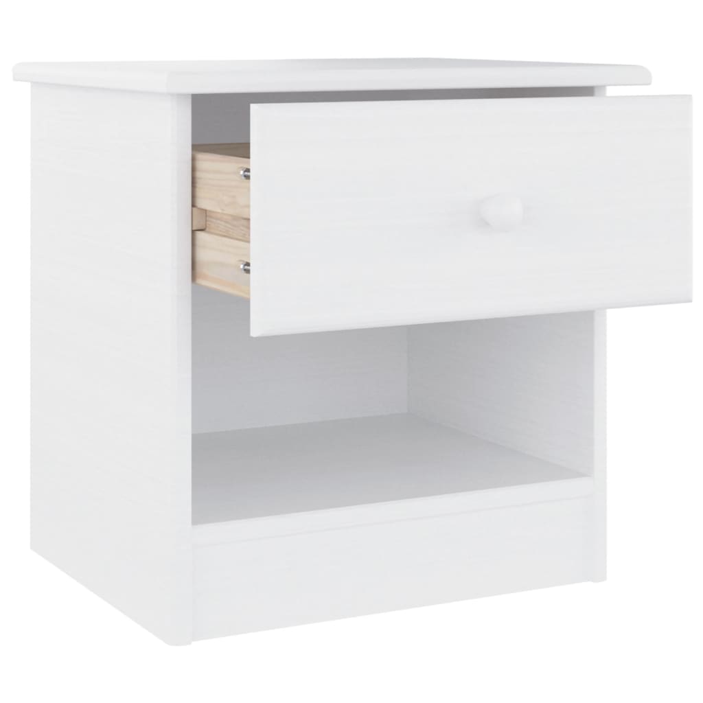 Mesita De Noche Alta Madera Maciza De Pino Blanco 41x35x41 Cm_2