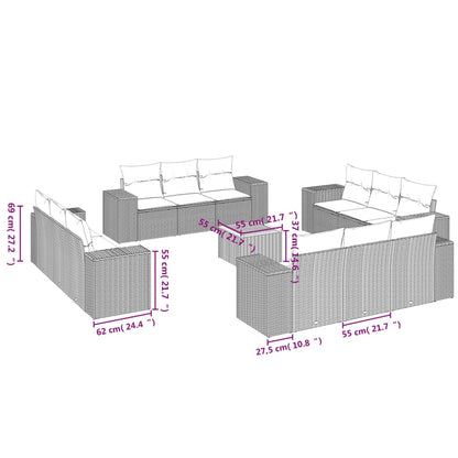 Set Sofás De Jardín Con Cojines 13 Pzas Ratán Sintético Beige / Vetonek_2