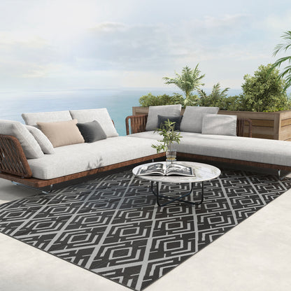 Outsunny Alfombra De Exterior 182x274 Cm Con Patrón Geométrico De Rombos_4