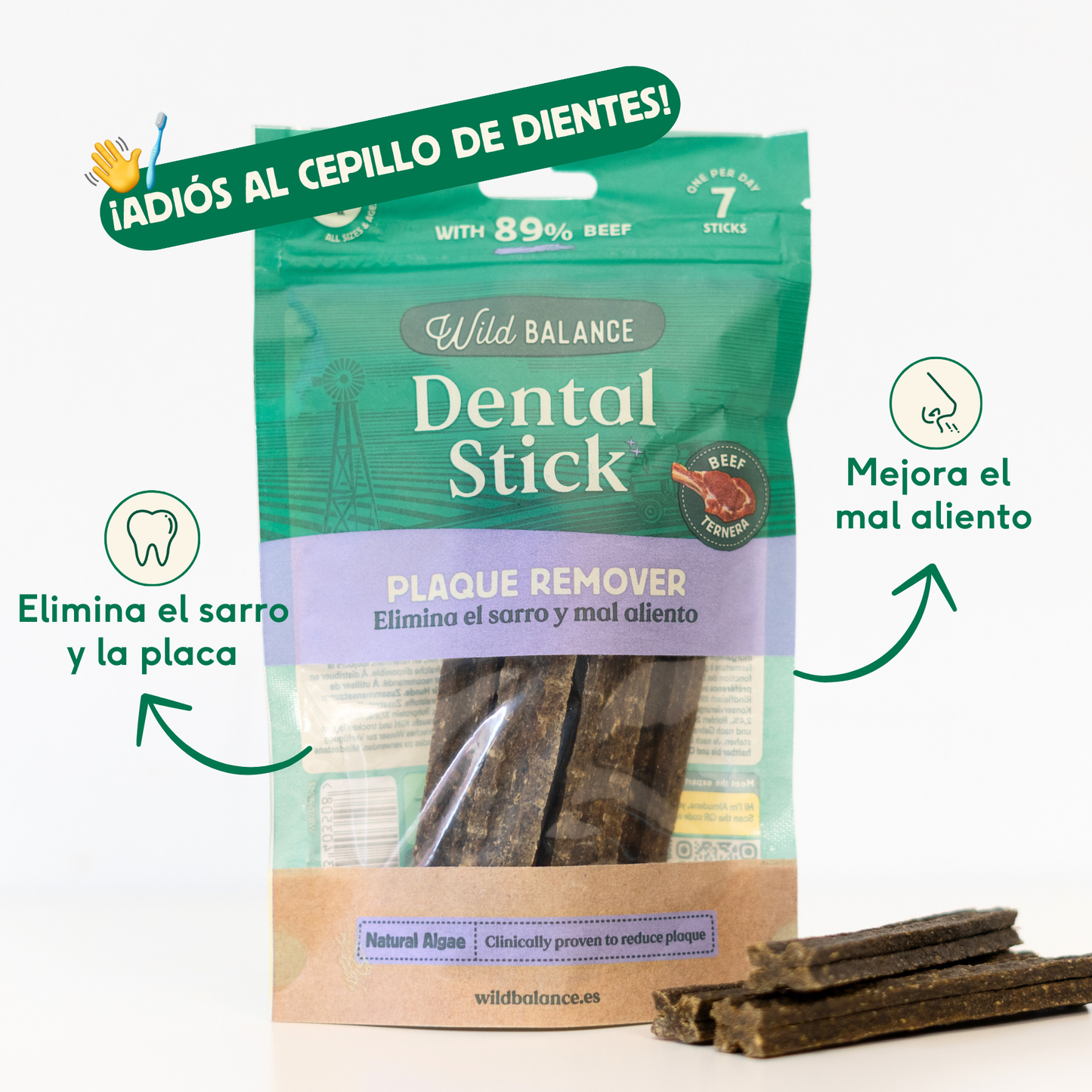 Bastão dentário sem placa Wild Balance 7 unidades