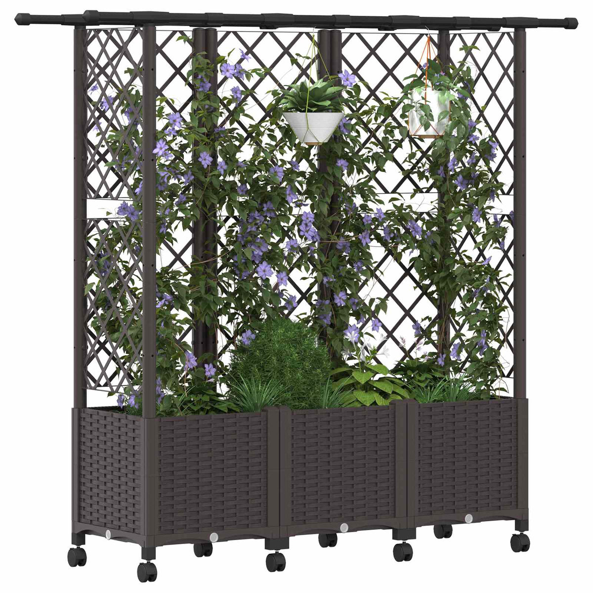 Cama Elevada Con Trellis Y Techo Marrón 163,5 X 40 X 142 Cm Pp_2