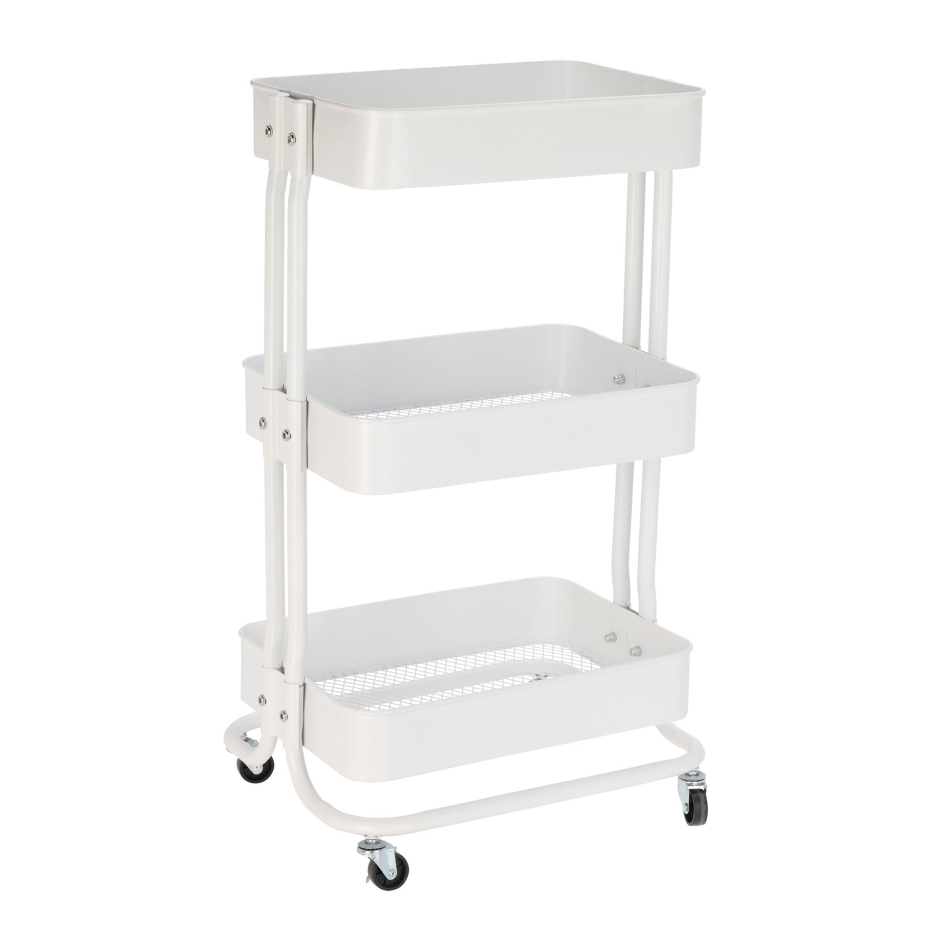Well Home Carro De Cocina De Hierro En Blanco Con Ruedas Y 3 Cajones_0
