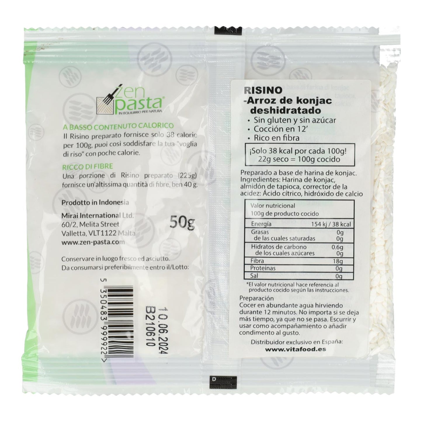 Zen Pasta Arroz Konjac Desidratado 50g