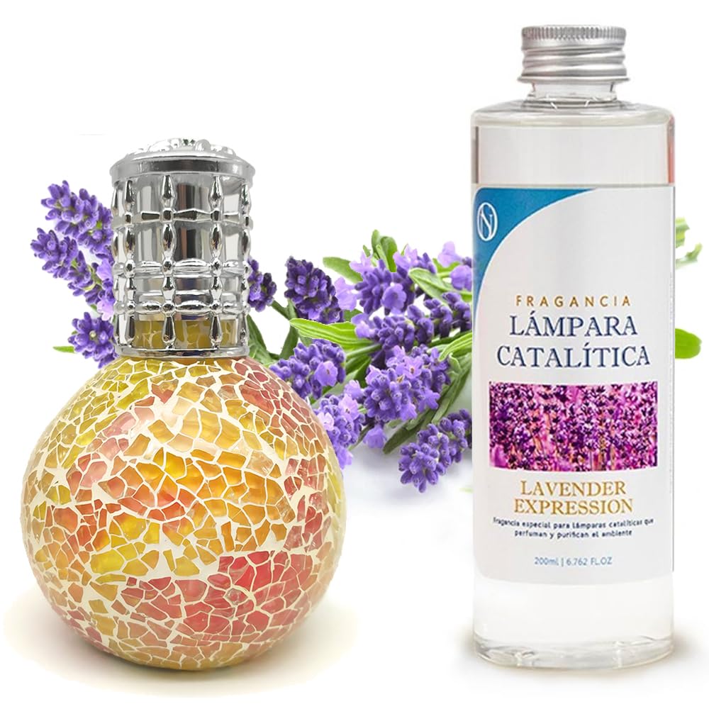 Lámpara Catalítica Mosaico Bicolor + Fragancia Lavender Expression 500ml - Elimina Malos Olores, Impurezas Y Perfuma_0