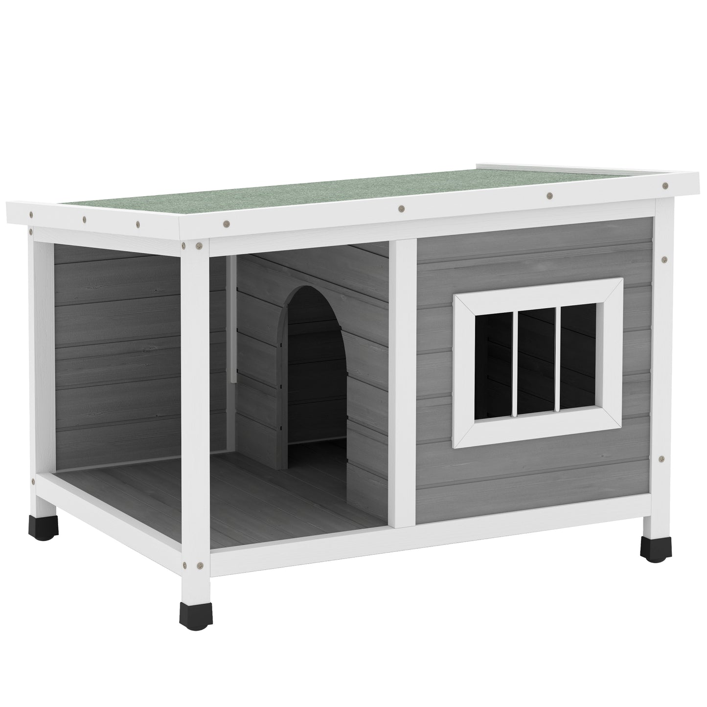 Pawhut Caseta Para Perros Exterior 85,5x62x60 Cm Con Techo Asfáltico Abatible_0