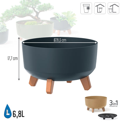 Macetero Color Antracita,sin Depósito , Colección Gracia De 28,5 X 28,5 X 17,7 Cm, Capacidad De 6,8 L.