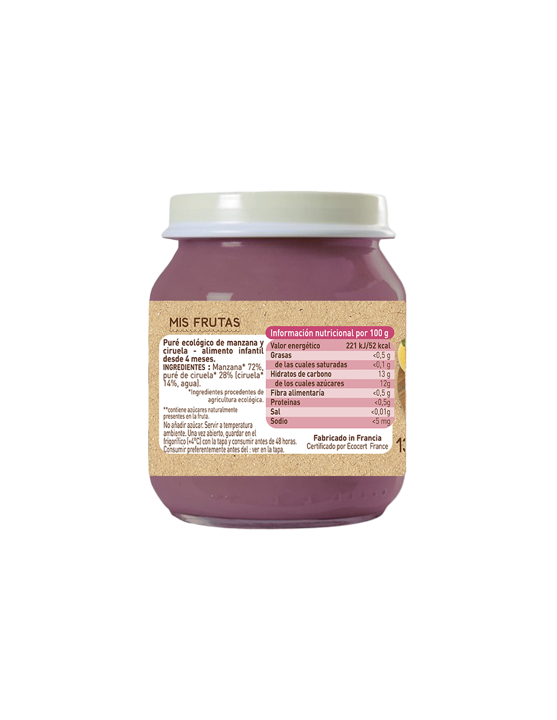 Babybio Maçã e Ameixa Pote 130g