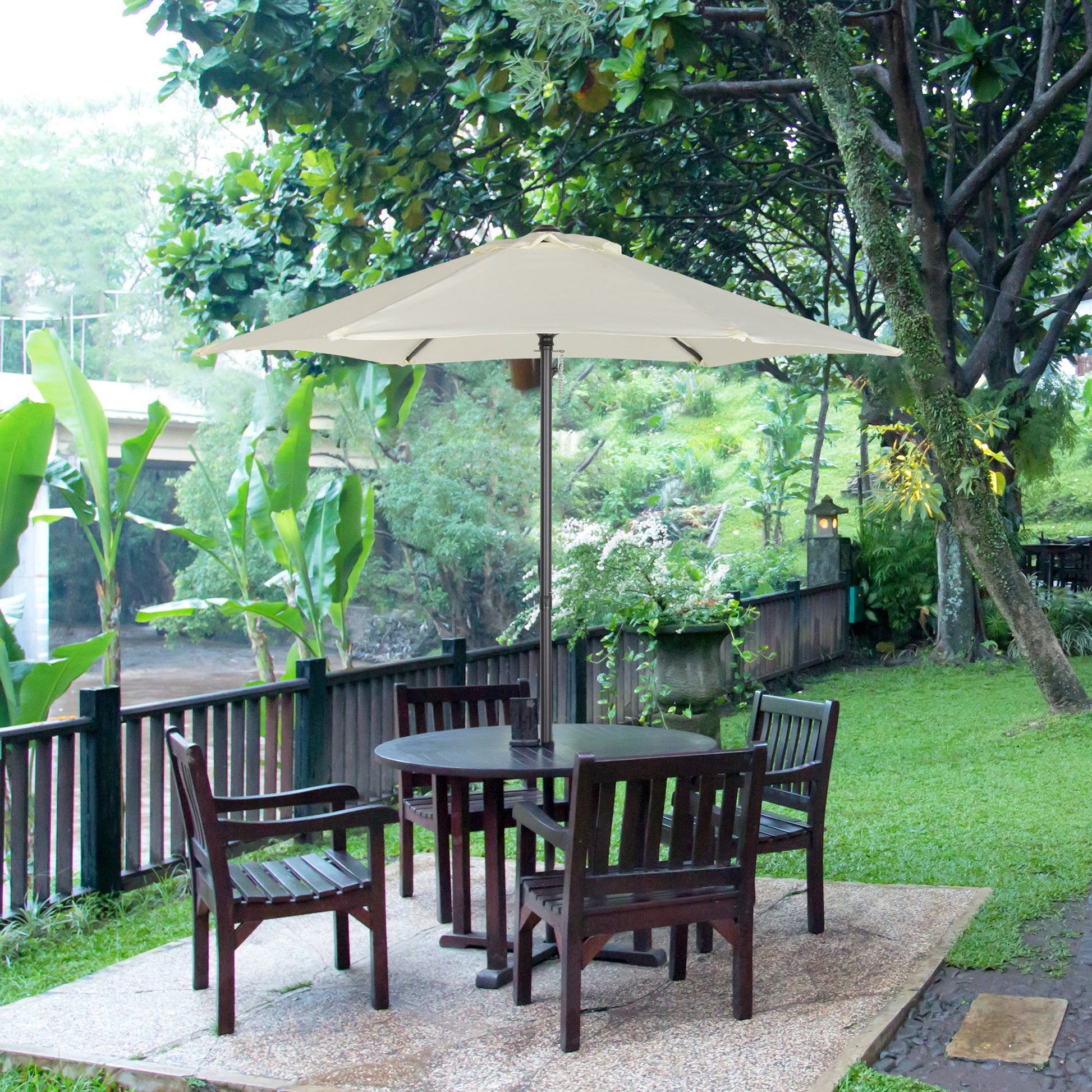 Outsunny Sombrilla Jardín Ø2x2 M Parasol De Aluminio Con Poste Desmontable Beige_1