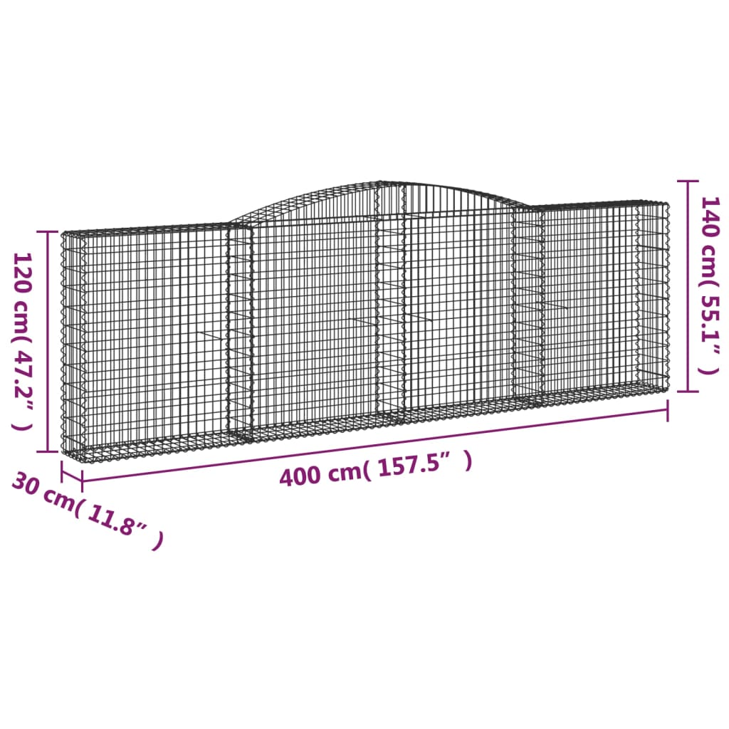 Cestas Gaviones 15 Uds Forma De Arco Hierro 400x30x120/140 Cm_5