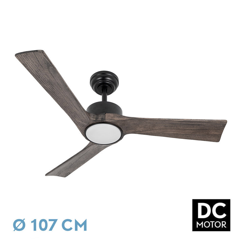 Ventilador Dc Orinoco 24w Negro 3 Aspas Roble 107d 2424lm 3000k-6500k C/remoto, Reg. Intensidad, Temp., Mem._0