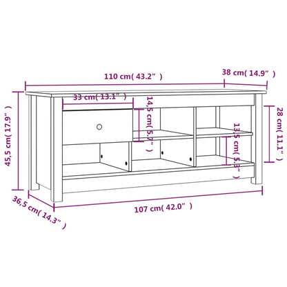 Armario Zapatero De Madera Maciza De Pino Blanco 110x38x45,5 Cm / Vetonek_5