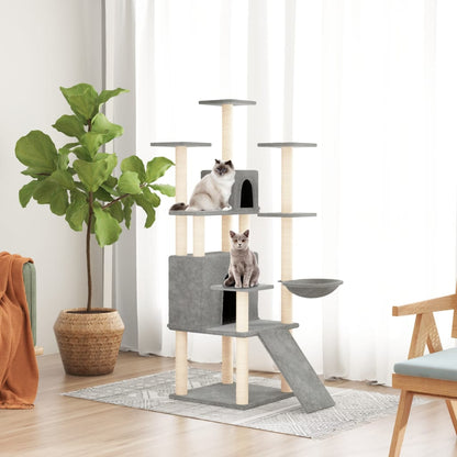 Rascador Para Gatos Con Postes De Sisal Gris Claro 154 Cm_1