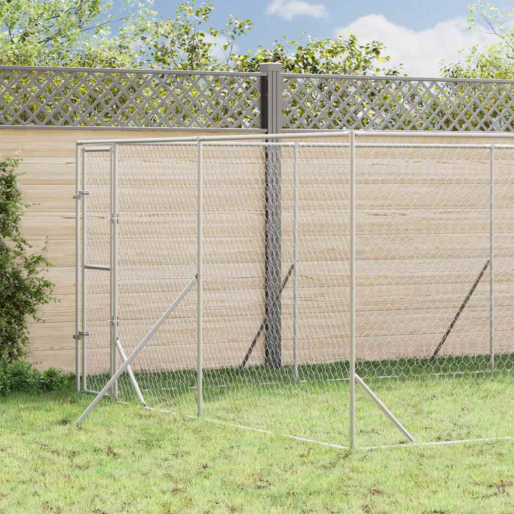 Perrera De Exterior Acero Galvanizado Plateado 4x12x2 M_1