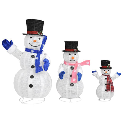 Vidaxl Familia De Muñecos De Nieve De Navidad Con Led Tela Lujosa_3