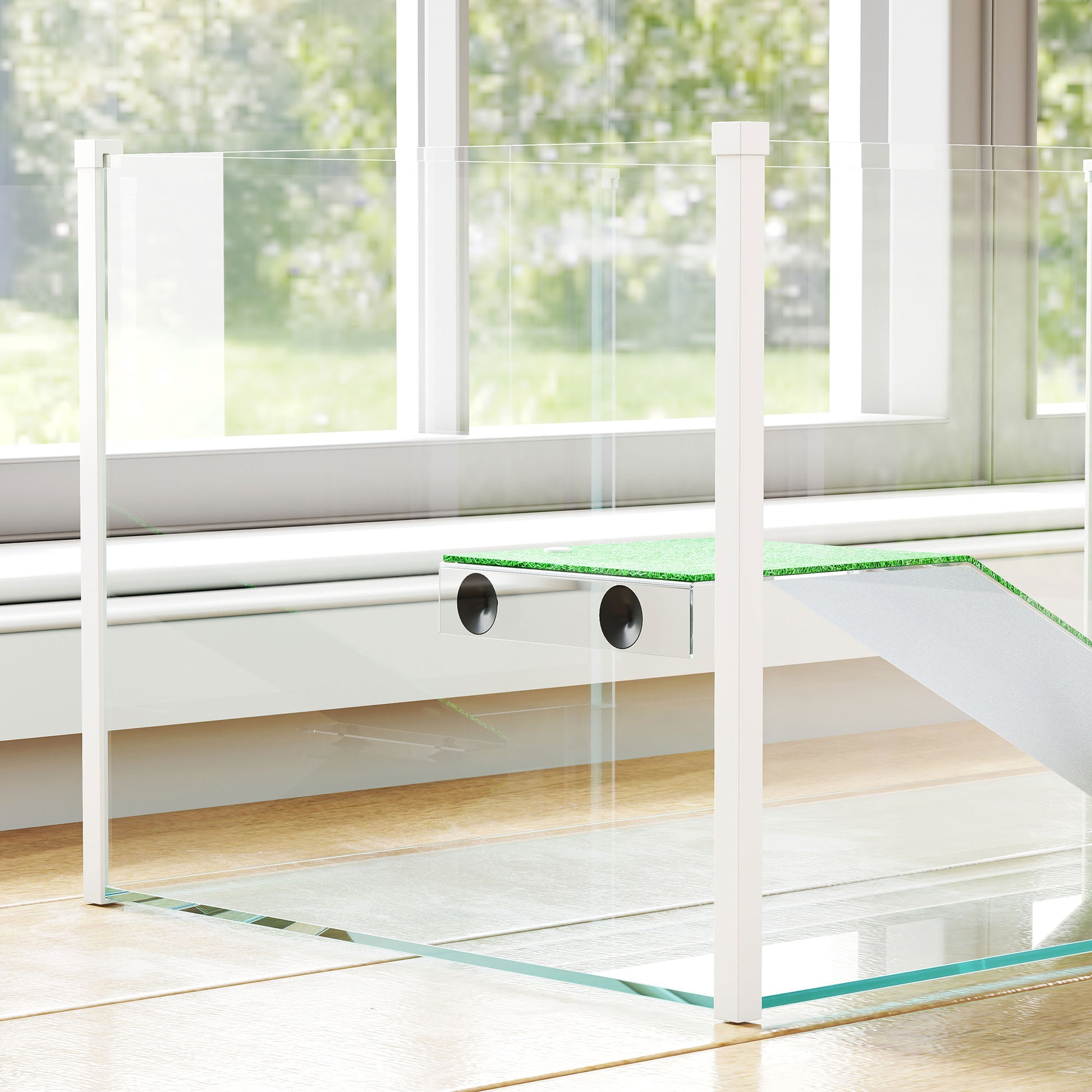 Pawhut Acuario Para Tortugas Con Plataforma Y Rampa 60x35x28 Cm Blanco_4