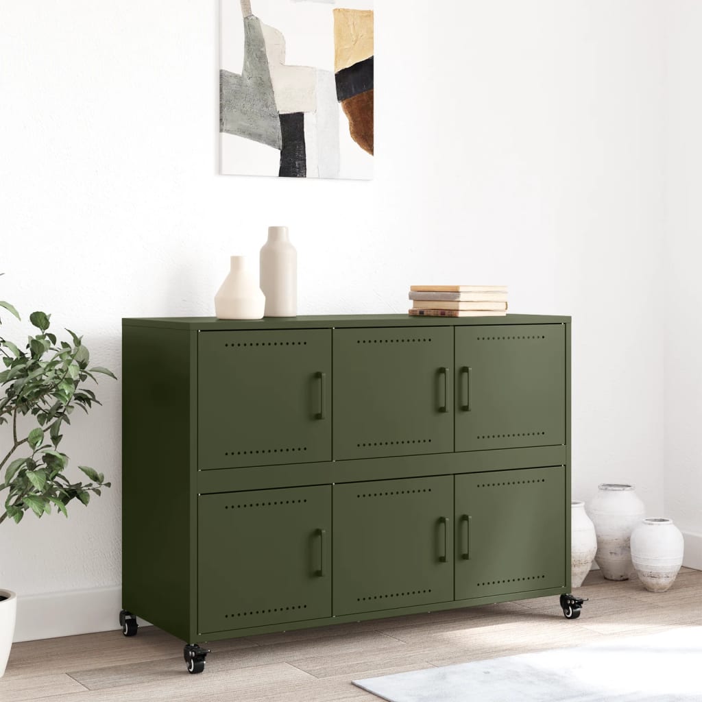 Aparador De Acero Laminado En Frío Verde Oliva 100,5x39x72 Cm / Vetonek_1