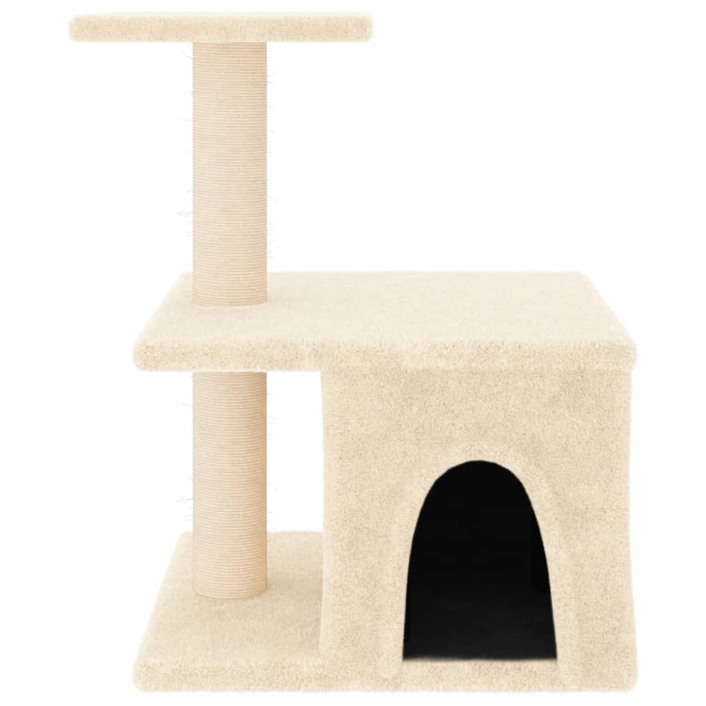Rascador Para Gatos Con Postes De Sisal Color Crema 48 Cm_2