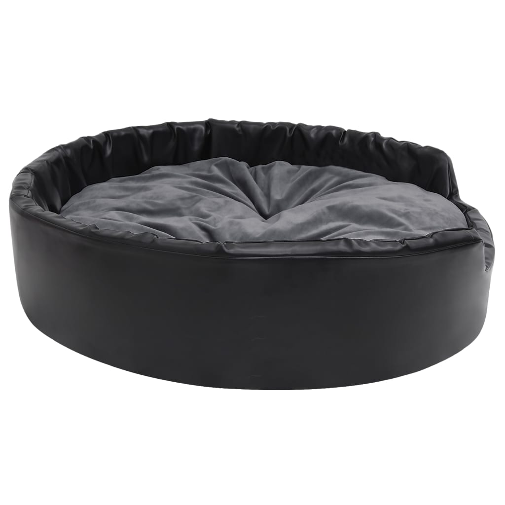 Vidaxl Cama De Perros Felpa Y Cuero Sintético Gris Oscuro 99x89x21 Cm_5