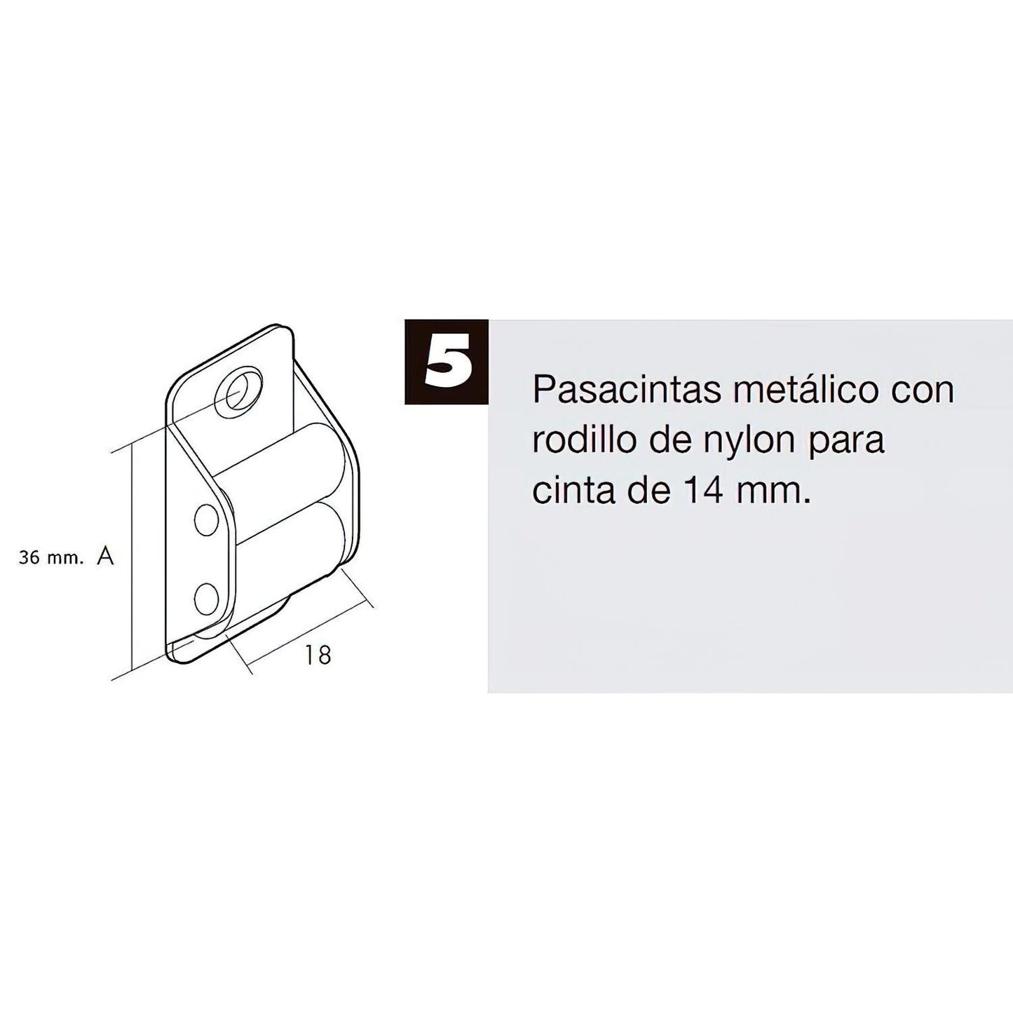 Pasacintas Persiana Mini Rodillos Nylon Cintas 14 Mm._3