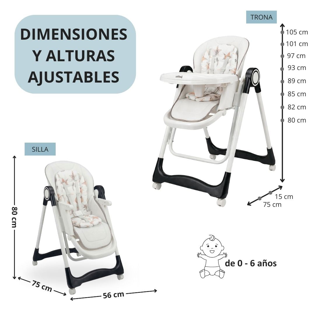 Trona Negra Evolutiva 3 En 1 | Plegable Y Portátil Con Altura | Reposapiés | Respaldo Y Bandeja Todo Ajustables_5