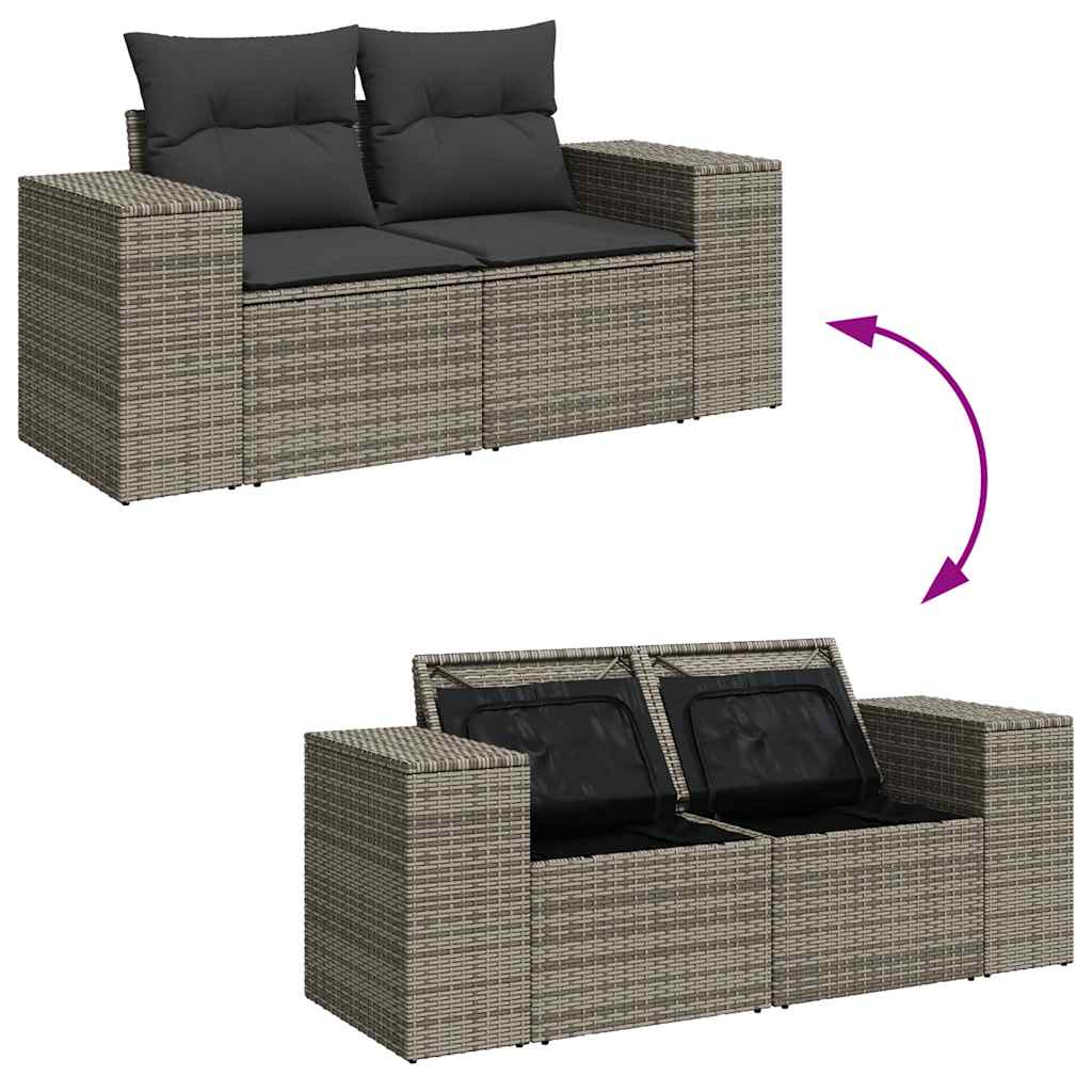 Set De Sofás De Jardín 7 Pzas Con Cojines Ratán Sintético Gris / Vetonek_1