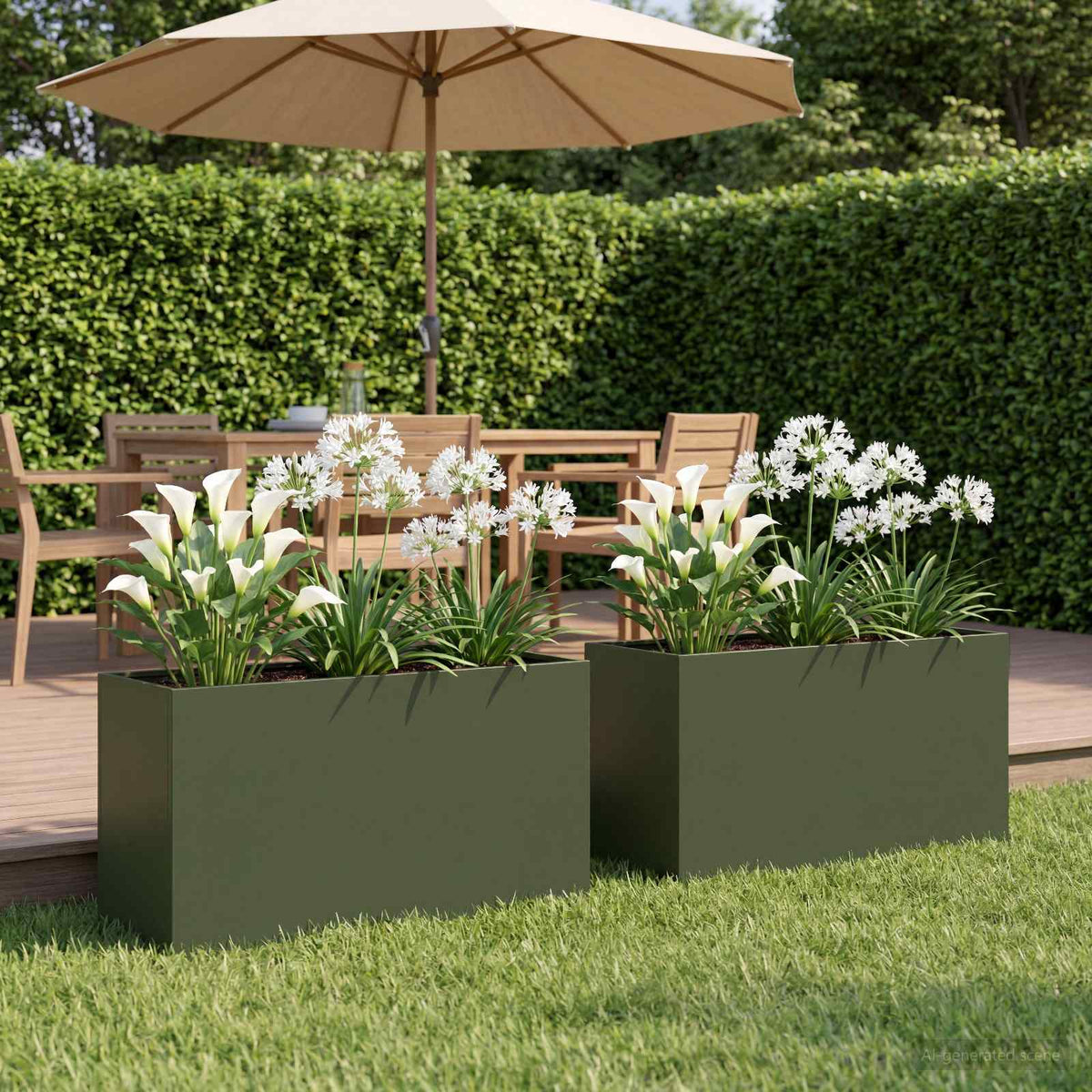 Macetero De Jardín 2 Uds. Verde Oliva 80 X 40 X 50 Cm_1