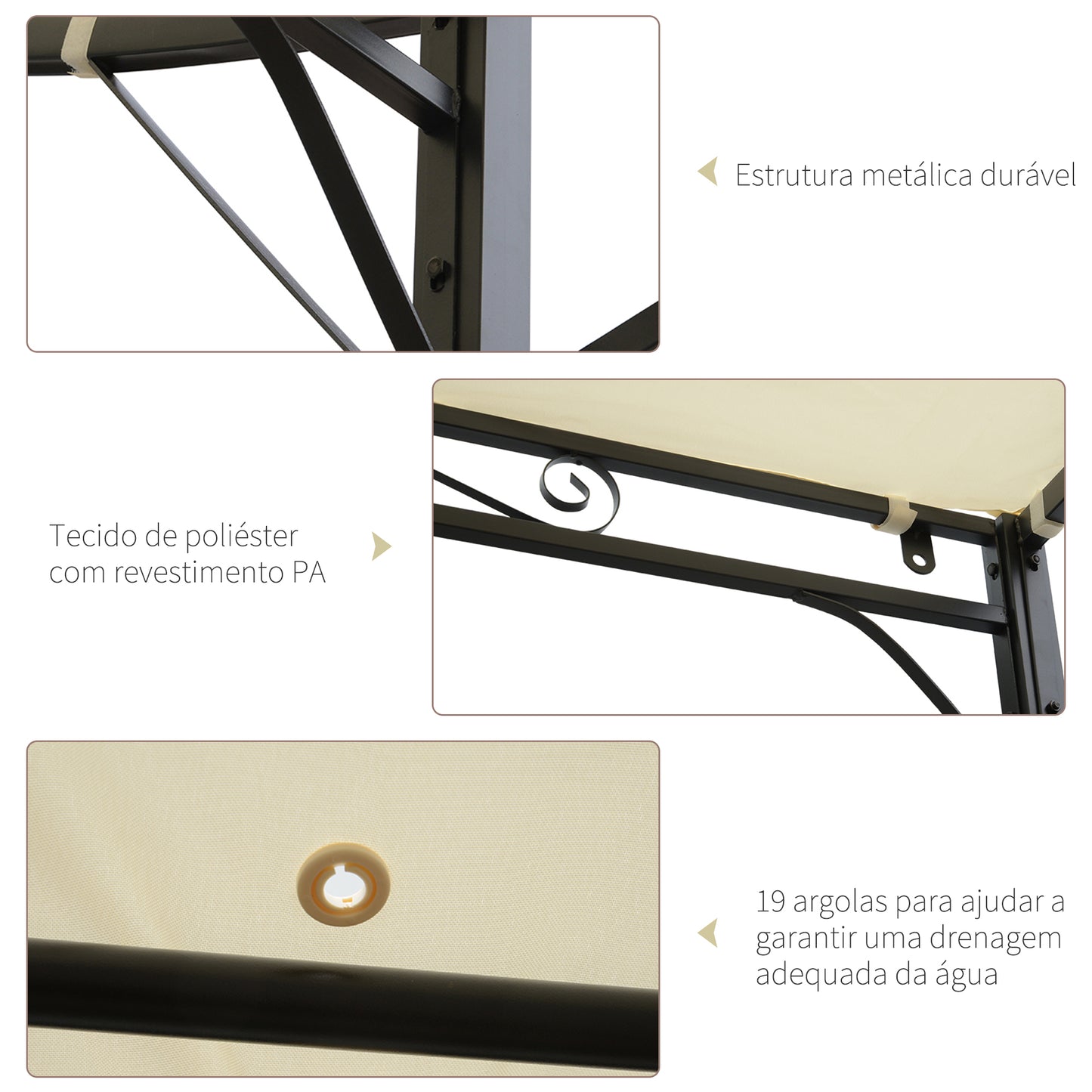 Outsunny Pérgola De Jardín 3,66x2,5m Cenador Montado Pared Con Techo Retráctil_5