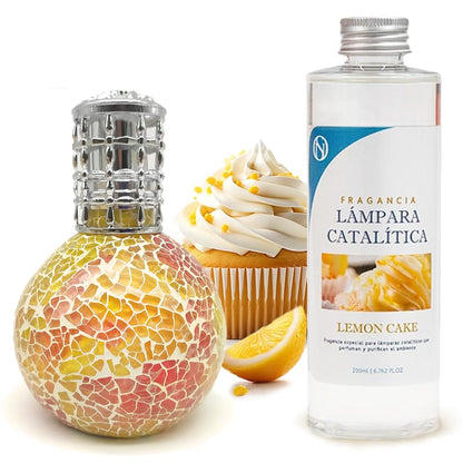 Lámpara Catalítica Mosaico Bicolor + Fragancia Lemon Cake 500ml - Elimina Malos Olores, Impurezas Y Perfuma_0