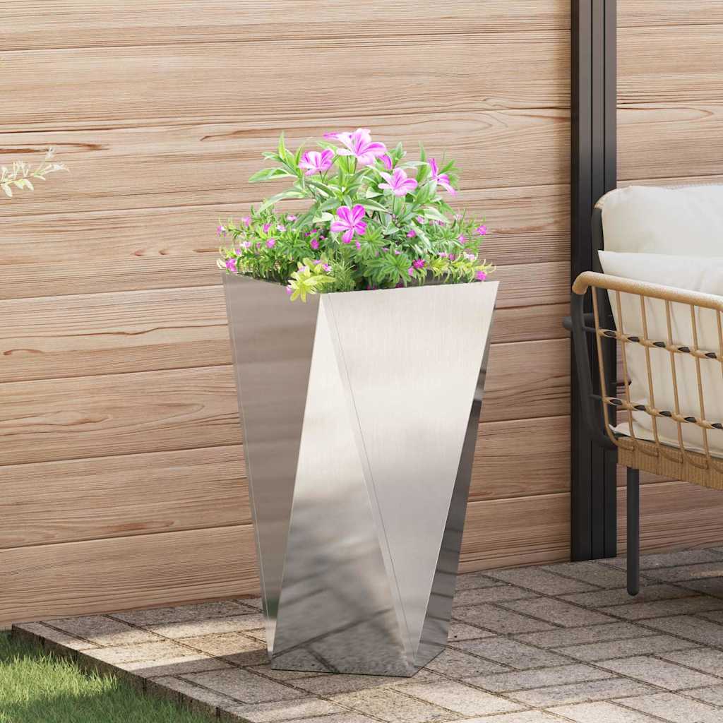 Jardinera 2 Uds. Plateado 40 X 40 X 75 Cm Acero Inoxidable_3