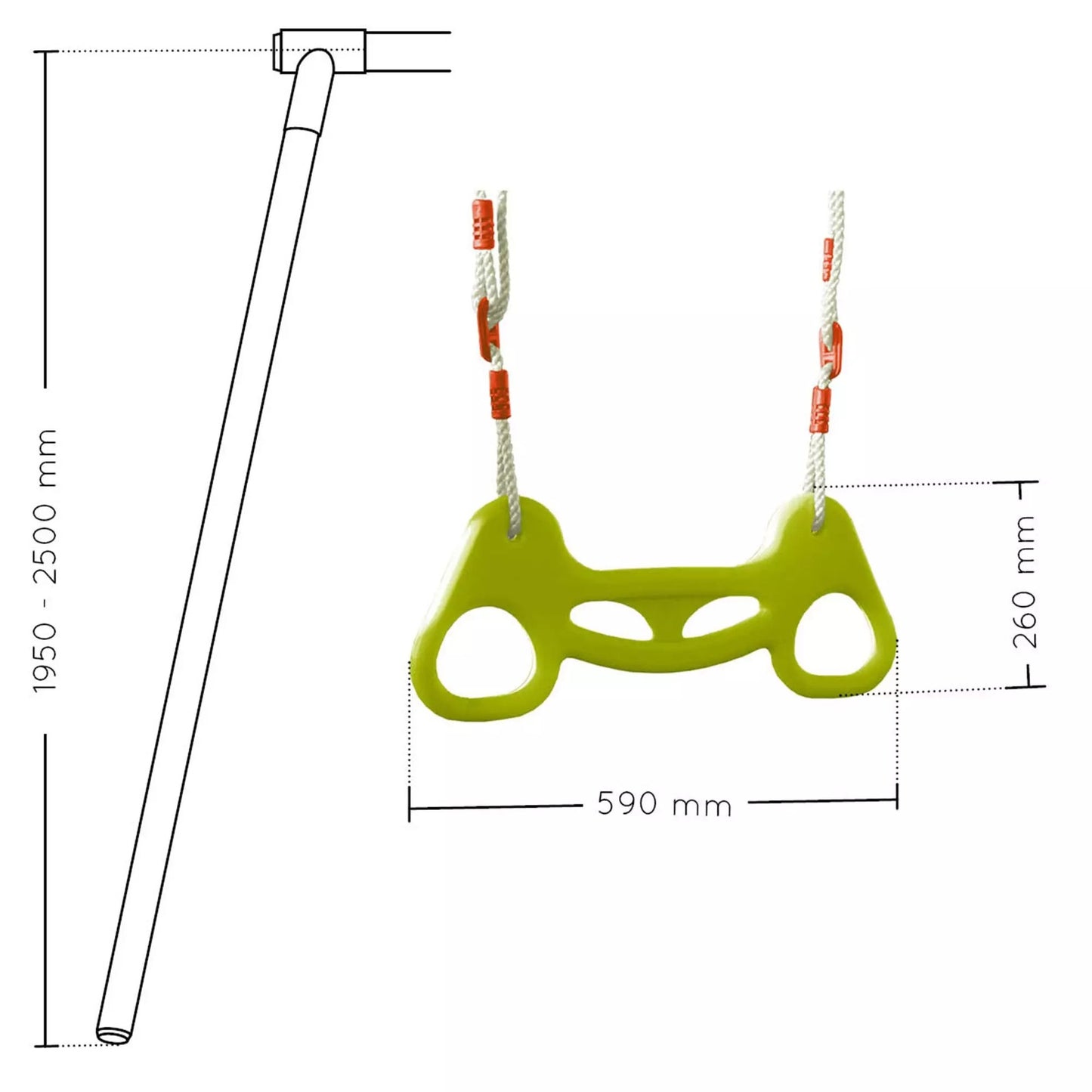 Conjunto de argolas e trapézio para baloiço Soulet