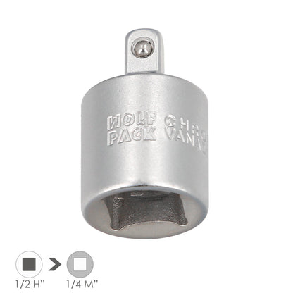 Adaptador Reductor  1/2 Hembra A 1/4 Macho. Acero Cromo Vanadio, Aristas Redondas, Reductor Carraca,