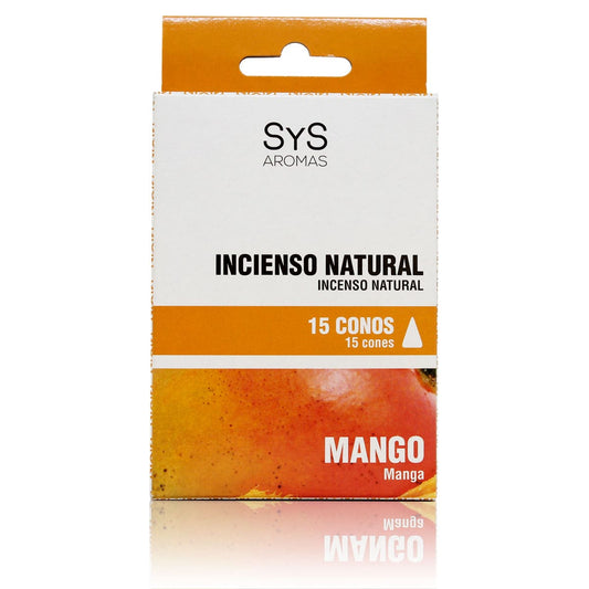 Incienso Natural 15 Conos Mango SYS Aromas | Fragancia Tropical | Ambiente Relajante | Aroma Duradero_0