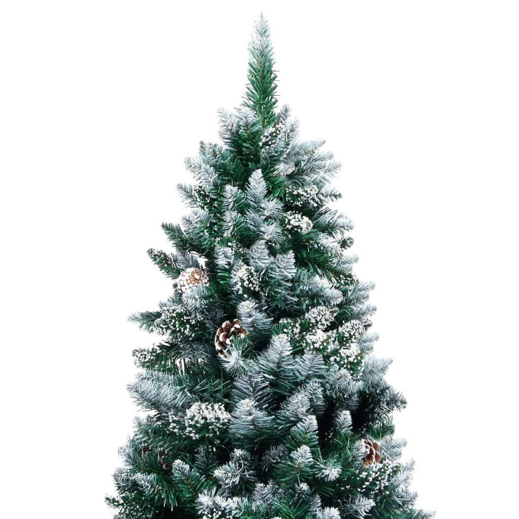 Vidaxl Árbol De Navidad Artificial Con Piñas Y Nieve Blanca 210 Cm_1