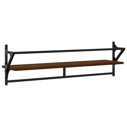 Estantes De Pared Con Barras 2 Uds Marrón Roble 100x25x30 Cm / Vetonek_4
