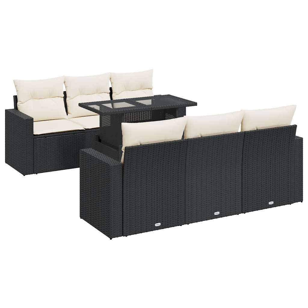 Set De Sofás De Jardín 7 Pzas Con Cojines Ratán Sintético Negro / Vetonek_2