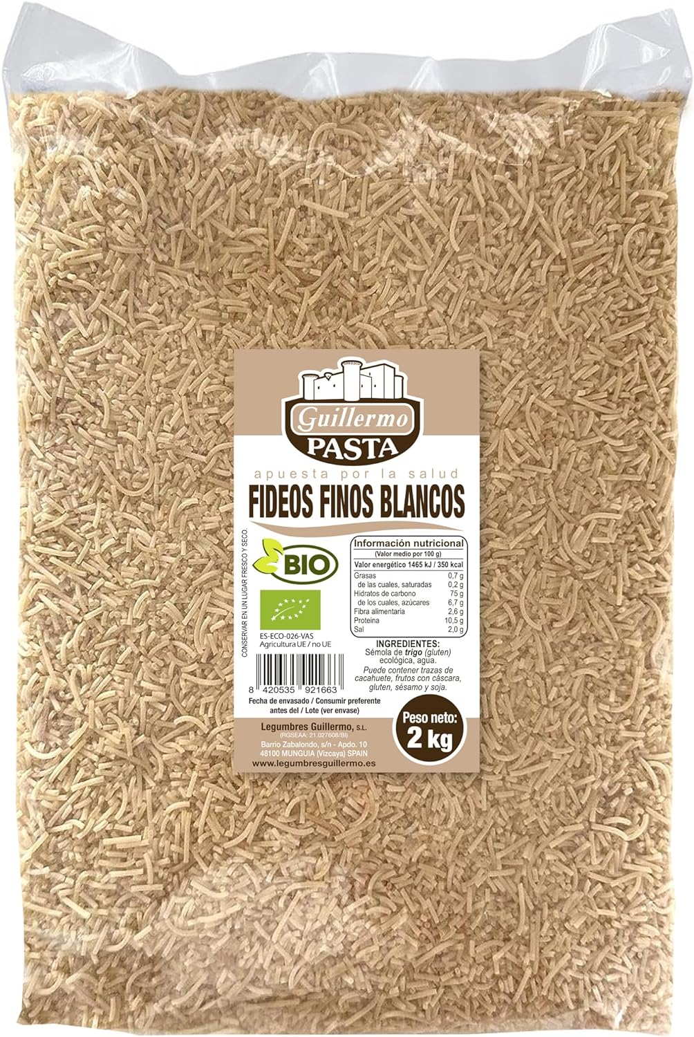 Fideos Finos Blancos Bio - 2 Kg, Bolsa_0