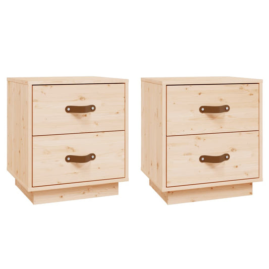 Mesitas De Noche 2 Uds Madera Maciza De Pino 40x34x45 Cm_0