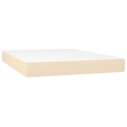 Cama Box Spring Con Colchón Y Led Tela Crema 140x200 Cm / Vetonek_3