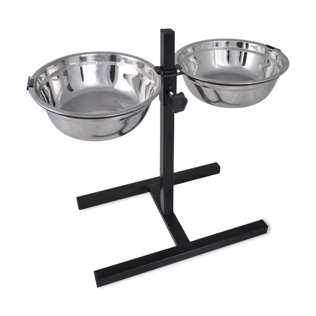 Vidaxl Soporte De Alimentación Ajustable Mascota 2x4.1l Tazón Inoxidable_0