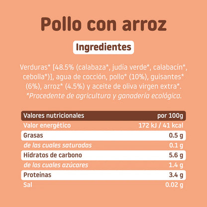 Embalagem de 12 frascos dourados de frango biológico com arroz + 6 meses Smileat, 230g
