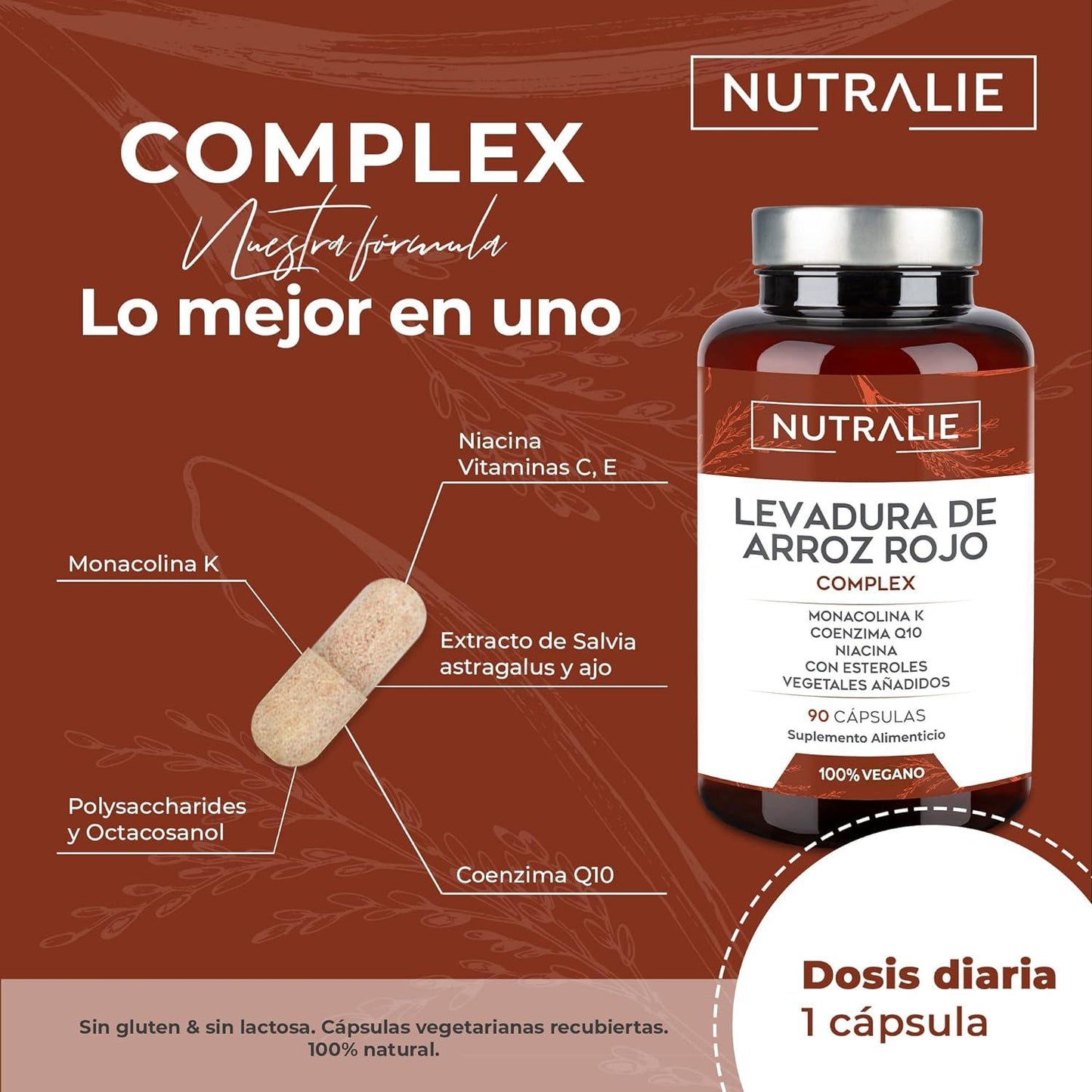 Nutralie Arroz Vermelho Fermentado com 2,9mg de Monacolina e Q10 90 Cápsulas