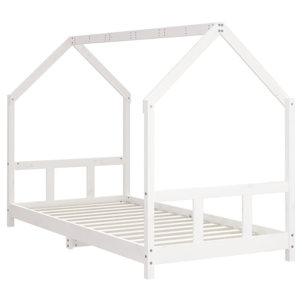 Estructura De Cama Para Niños Madera De Pino Blanco 90x200 Cm / Vetonek_3