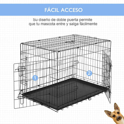 Gaiola para cães PawHut 122x77x82 cm - Preta
