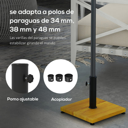 Outsunny Conjunto De Sombrilla Incluye 1 Sombrilla De Jardín Y 1 Base Cuadrada_5