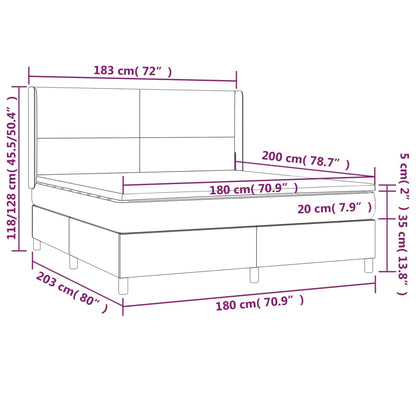 Cama Box Spring Colchón Y Luces Led Tela Crema 180x200 Cm / Vetonek_4