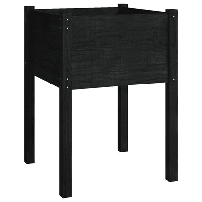 Jardineras 2 Uds Madera Maciza De Pino Negro 50x50x70 Cm_3