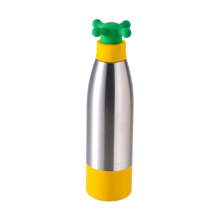 Botella De Agua De Pared Única 500ml Ss Con Tapa De Grifo Amarillo Kids_0