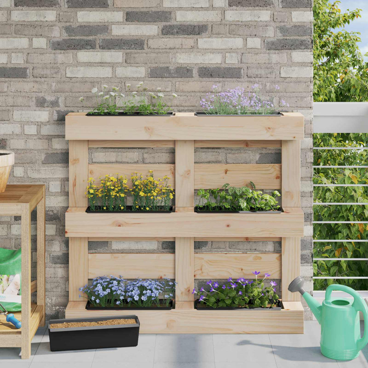Cajas De Flores Para Palets Euro 12 Uds. Negro Polipropileno_1