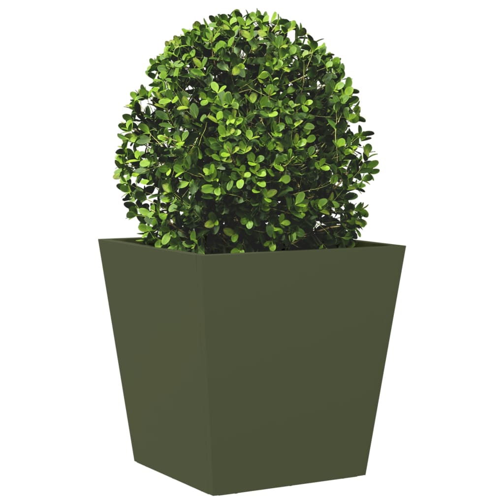 Jardinera De Acero Verde Oliva 40x40x40 Cm_2